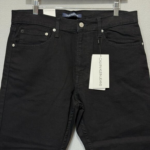 NEW Calvin Klein Jeans Men's 34x30 Straight Fit Blk Denim NWT Stretch Streetwear - Picture 2 of 10